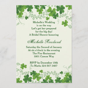 Invitation Fête des mariées Shamrock irlandaise