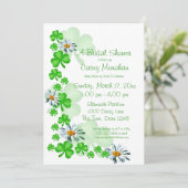 Invitation Fête des mariées shamrocks et marguerites (Debout devant)