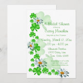 Invitation Fête des mariées shamrocks et marguerites (Devant / Derrière)