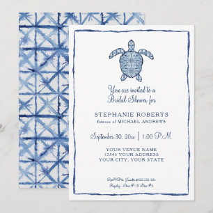 Invitation Fête des mariées Shibori Sea Turtle Ocean Beach Sh