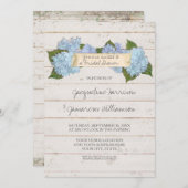 Invitation Fête des mariées Shiplap Bois Bois Planche Bleu Hy (Devant / Derrière)