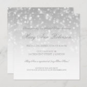 Invitation Fête des mariées Silver Bokeh Éclairage (Devant / Derrière)