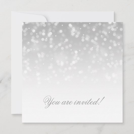 Invitation Fête des mariées Silver Bokeh Éclairage (Dos)