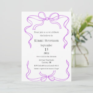 Invitation Fête des mariées simple à ruban violet