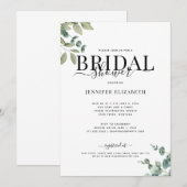 Invitation Fête des mariées simple chic d'eucalyptus (Devant / Derrière)