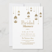 Invitation Fête des mariées simple de feux de lanterne en or  (Devant)