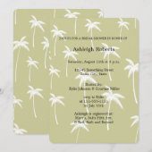 Invitation Fête des mariées simple de palmiers verts et blanc (Devant / Derrière)