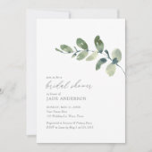Invitation Fête des mariées simple d'Eucalyptus aquarelle (Devant)