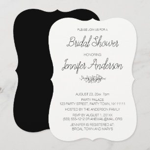 Invitation Fête des mariées simple Elegance noir blanc