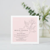 Invitation Fête des mariées simple élégante rose blanc floral (Debout devant)