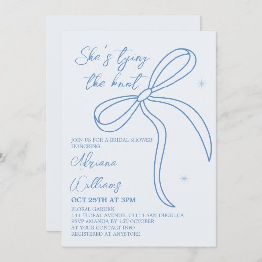 Invitation Fête des mariées simple en arc bleu (Devant / Derrière)