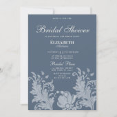 Invitation Fête des mariées simple en dentelle blanche bleue  (Devant)