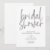 Invitation Fête des mariées simple en noir et blanc (Devant / Derrière)