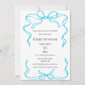 Invitation Fête des mariées simple en ruban turquoise (Devant)