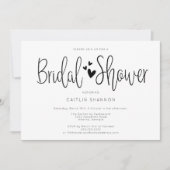 Invitation Fête des mariées simple noir blanc (Devant)