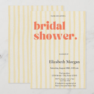 Invitation Fête des mariées simple Retro Yellow Stripes