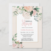 Invitation Fête des mariées simple rose pâle à fleurs Hydrang (Devant)