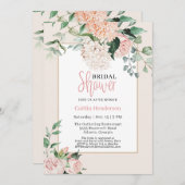 Invitation Fête des mariées simple rose pâle à fleurs Hydrang (Devant / Derrière)