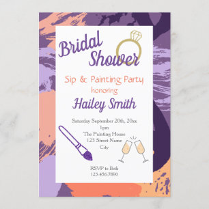 Invitation Fête des mariées Sip and Painting Party