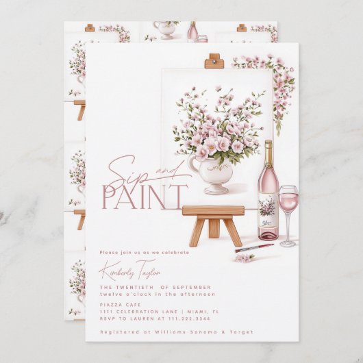 Invitation Fête des mariées Sip Et Peinture (Devant / Derrière)