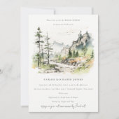 Invitation Fête des mariées Sketch Paysage de Woods Mountain (Devant)