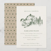 Invitation Fête des mariées Sketch Pine verte (Devant / Derrière)