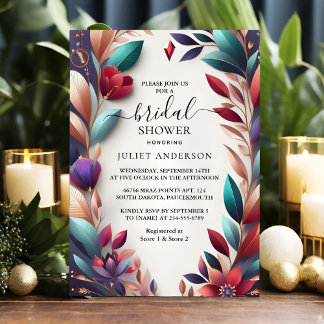 Invitation Fête des mariées Soft Turquoise Fall Bold Jewel To