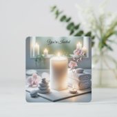 Invitation Fête des mariées spa avec orchidées et bougies (Debout devant)