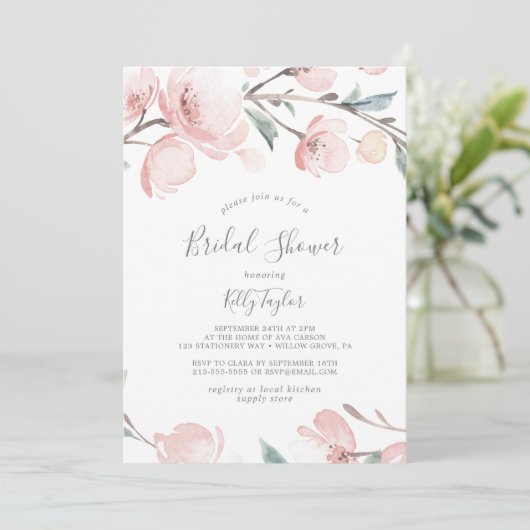 Invitation Fête des mariées Spring Cherry Blossom (Debout devant)