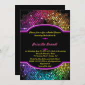 Invitation Fête des mariées, style Disco, noir & multicolore (Devant / Derrière)