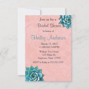 Invitation Fête des mariées Succulente Aquarelle Dentelle ros