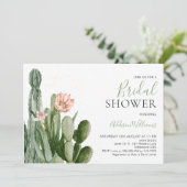 Invitation Fête des mariées Succulente de cactus floral (Debout devant)