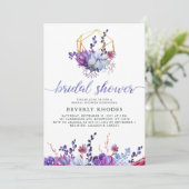 Invitation Fête des mariées Succulente Florale pourpre (Debout devant)