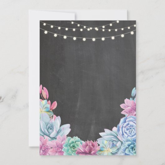 Invitation Fête des mariées Succulente Rustic Chalk Invitatio (Dos)