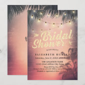 Invitation Fête des mariées Summer Beach Palm Trees Chaîne Lu (Devant / Derrière)