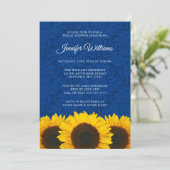 Invitation Fête des mariées Sunflower Blue Damask (Debout devant)
