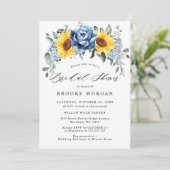 Invitation Fête des mariées Sunflower Dusty Blue Slate Peony (Debout devant)