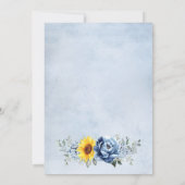 Invitation Fête des mariées Sunflower Dusty Blue Slate Peony (Dos)