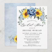 Invitation Fête des mariées Sunflower Dusty Blue Slate Peony (Devant / Derrière)
