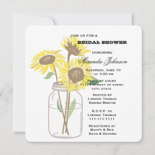 Invitation Fête des mariées Sunflower Mason Jar