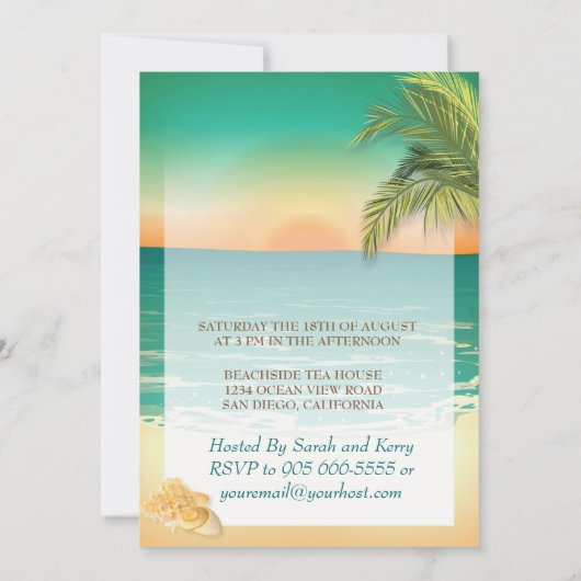 Invitation Fête des mariées Sunset Beach (Dos)