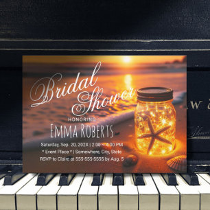 Invitation Fête des mariées Sunset Beach Mason Jar brillante