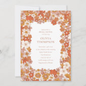 Invitation Fête des mariées super Boho Orange Floral Frame (Devant)