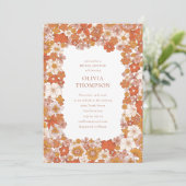 Invitation Fête des mariées super Boho Orange Floral Frame (Debout devant)