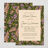 Invitation Fête des mariées Super Botanique Retro Boho Green (Devant / Derrière)