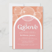 Invitation Fête des mariées Super rétro Disco rose et orange (Devant)