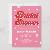Invitation Fête des mariées Super rose et rouge rétro (Devant)