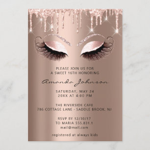 Invitation Fête des mariées Sweet 16e Parties scintillant Ros