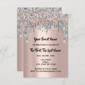 Invitation Fête des mariées Sweet 16e Rose Parties scintillan (Devant / Derrière)