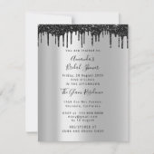 Invitation Fête des mariées Sweet 16th Drips Silver Black Pho (Devant)